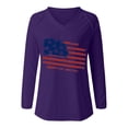 thumbnail image 5 of Tittly T Shirts for Women Graphic Tees Women's Fashionable And Casual V Neck Retro Printed Long Sleeve Top T Shirt Tshirts Shirts Spring Tops for Women Purple 5XL, 5 of 5