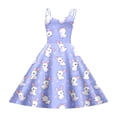 thumbnail image 4 of Girls Outdoor Easter Dress Sleeveless Spaghetti Strap Print Back Zipper Casual Soft Purple 9 Years-10 Years, 4 of 4