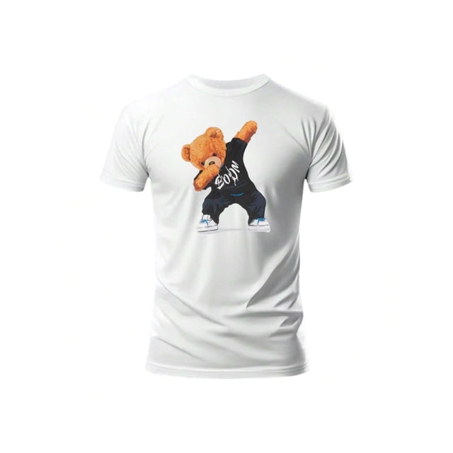 Playera Con Impresion De Oso Boom Fashion Ropa Para Hombre Color Blanco Talla Grande Marca Emil SaEs