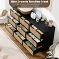 thumbnail image 5 of Rattan 9-Drawer Tall Dresser - Deep Drawers & Wide Top, Large Storage Chest for Bedroom, Living Room, Hallway & Kids Room, Black, 5 of 8