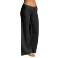 thumbnail image 2 of YOZGXEG Wide Leg Pants Women Women Wide Leg Linen Cotton Blend Pants Elastic Waist Casual Loose Trousers With Pockets Black S-3Xl, 2 of 7