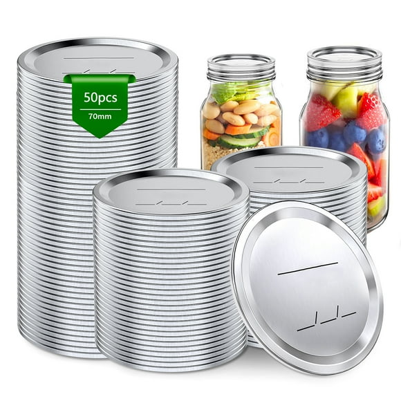 Ikoopy Regular Mouth Canning Lids Tinplate Mason Jar Lids Reusable Kerr Jars Lids Airtight Canning Lids for Sealed Store Spices, Sweets, Biscuits, Jams, Drinks, Tea, Coffee