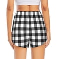 thumbnail image 2 of Lsque Black White Plaid Printed Women's Running Shorts with Liner Pockets,Elastic Quick Dry Workout Athletic Gym Yoga Shorts,Womens High Waist Shorts-X-Large, 2 of 9