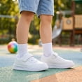 thumbnail image 3 of FEFOE Kids Light Athletic Sneakers, Hook and Loop Daily Walking Shoes, White (Boys & Girls), 3 of 8