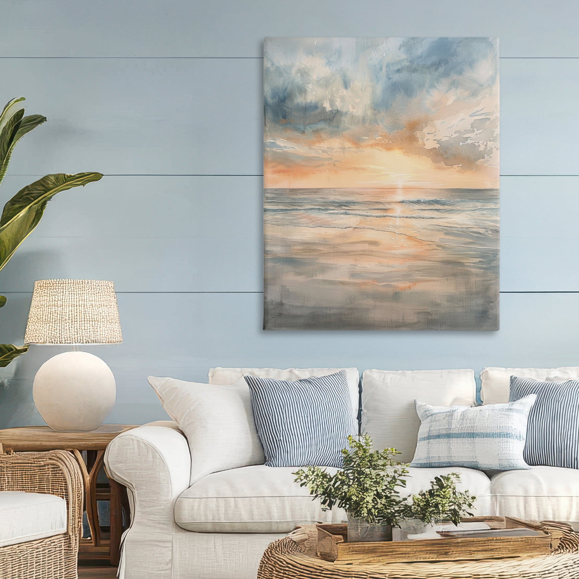 Stupell Industries Coastal Sunset over Gentle Waves Canvas Wall Art, design by Petal Prints Design