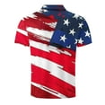 thumbnail image 5 of Mens Shirts Short Sleeved Lapel Business Independence Day Printed Athletic Casual Top Red M, 5 of 5