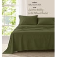 thumbnail image 5 of 100% Pima Cotton Olympic-Queen Size 4-PCs Sheet Set (Solid, Moss) Fits 23-26â€ Deep Pocket, 600 Series Sateen Weave, 5 of 5