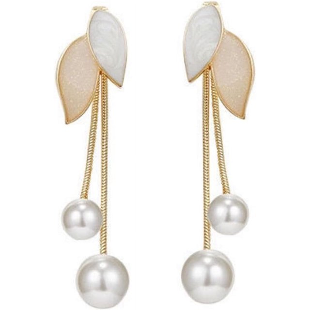 Pendientes para mujer Pendientes colgantes de perlas doradas de moda Pendientes de aro de perlas plateadas Pendientes de corazón de perlas pequeñas para niñas Joyería nupcial de boda Regalos para ella
