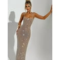 thumbnail image 5 of Sparkly Sequin Meramid Prom Dresses Spaghetti Straps Square Neck Tube Formal Evening Party Club Gowns Gold M, 5 of 8