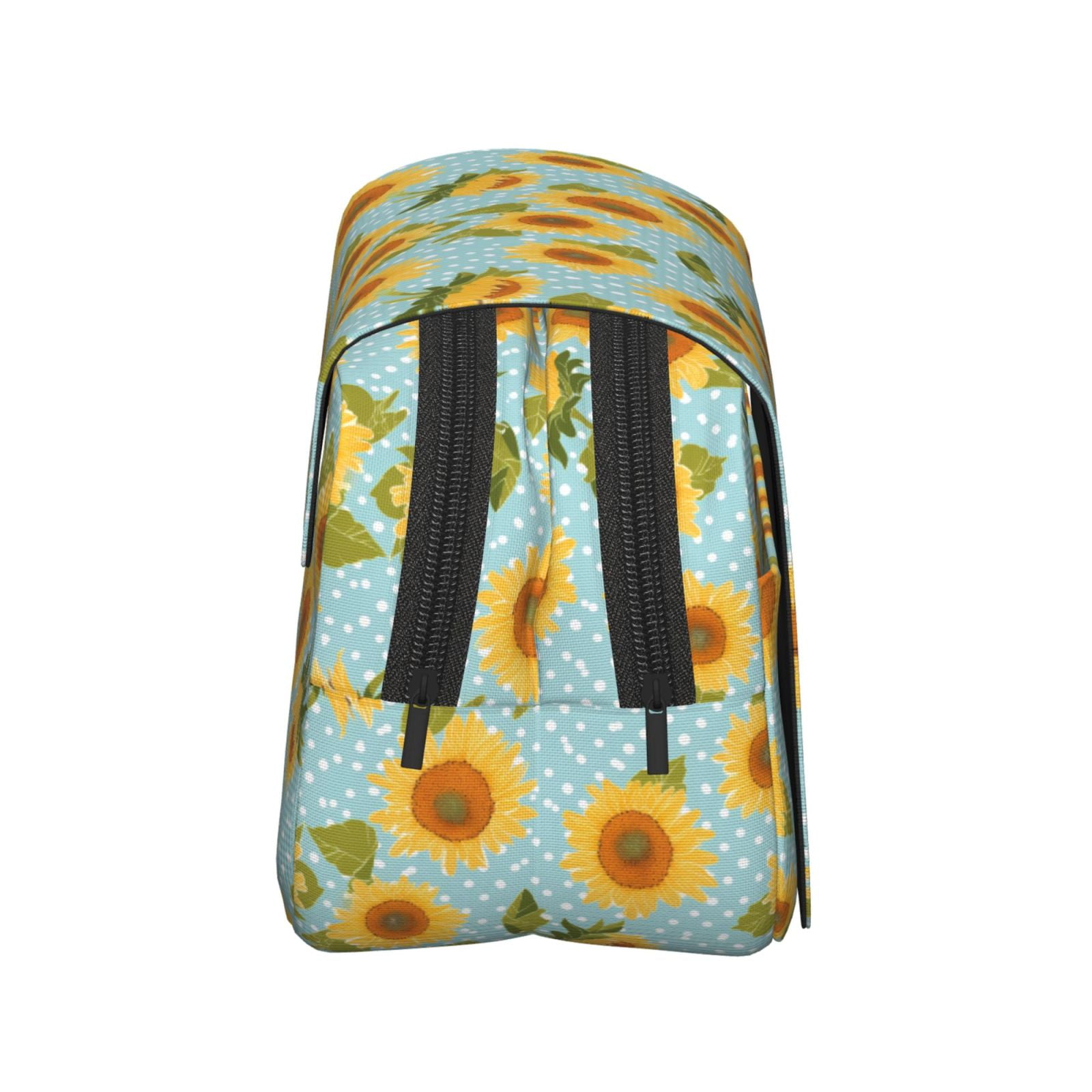Rateoe White Polka Dot Sunflower A Pattern Double Clamshell Pen Case, Storage Organizer with Two Zipper Compartments– Holds Up to 50 Pencils & Pens