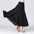 thumbnail image 4 of Flowy Maxi Skirts for Women Solid Layered Spanish Traditional Festival Dance Skirt Black L, 4 of 5