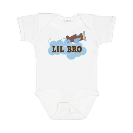 

Inktastic Lil Bro Airplane Boys Pilot Brother Gift Baby Boy Bodysuit