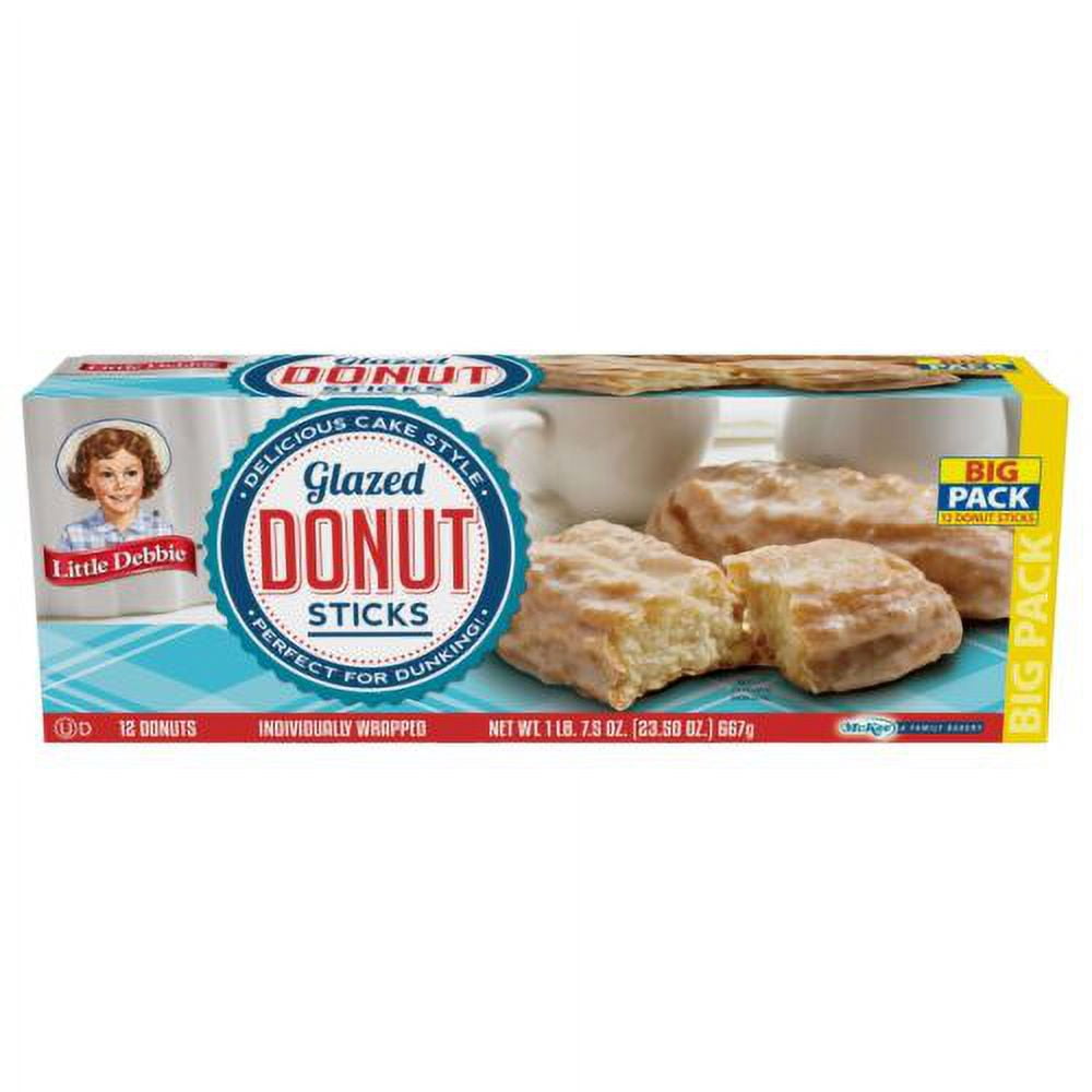 Little Debbie Donut Sticks, 3 Big Pack Boxes, 36 Individually Wrapped Big Glazed Donuts