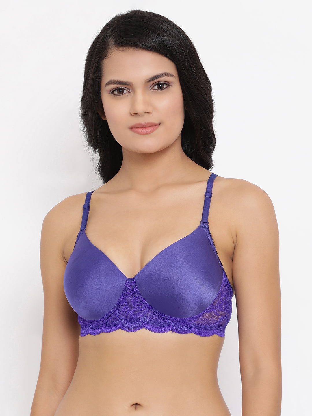 Clovia Padded Non-Wired Full Coverage Multiway T-Shirt Bra in Dark Grey -  Cotton