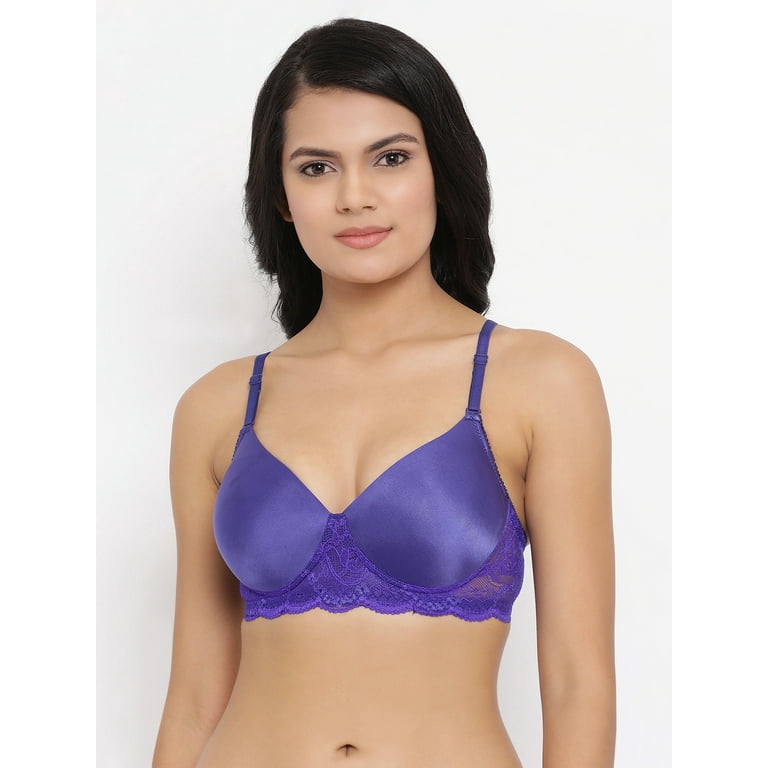 Clovia Padded Non-Wired Level 1 Push Up Multiway T-Shirt Bra In Purple