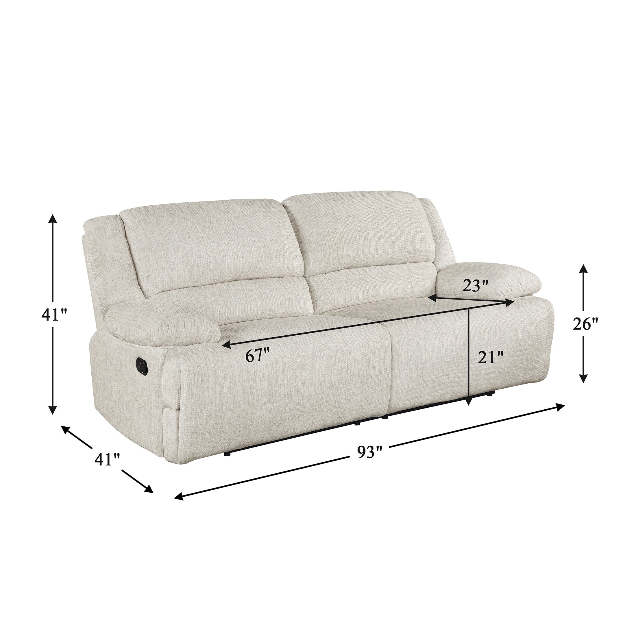 OakvillePark Modenza Microfiber Manual Double Reclining Sofa, Vanilla-Beige
