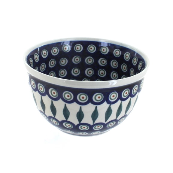 Blue Rose Polish Pottery Peacock Small Mixing Bowl