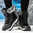 thumbnail image 4 of Miluxas Women's Snow Boots Waterproof Winter Boot Clearance Walking Comfortable Hiking Outdoor Lace-Up Booties Lined Mid Calf Warm Shoes Black 7.5(38), 4 of 5