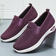 thumbnail image 6 of CQONEPT Walking Tennis Shoes for Womens Knit Slip on Breathable Mesh Sneakers Comfortable Sneaker Elastic Sock Slip On Lightweight Non-Slip Fall Shoes Size 7 Purple, 6 of 8