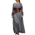 thumbnail image 3 of Kilaqueen Womens Baggy Medieval Victorian Maxi Dress Renaissance Costume Long Sleeve Dress Vintage Casual Crew Neck Solid Color Plus Size Dresses, 3 of 8
