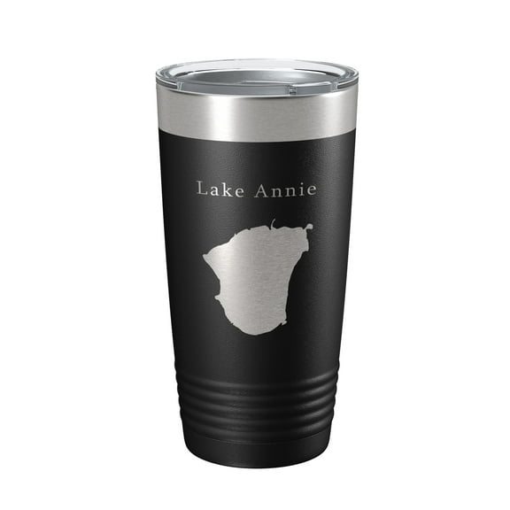 Lake Annie Map Tumbler Travel Mug Insulated Laser Engraved Coffee Cup Florida 20 oz Black