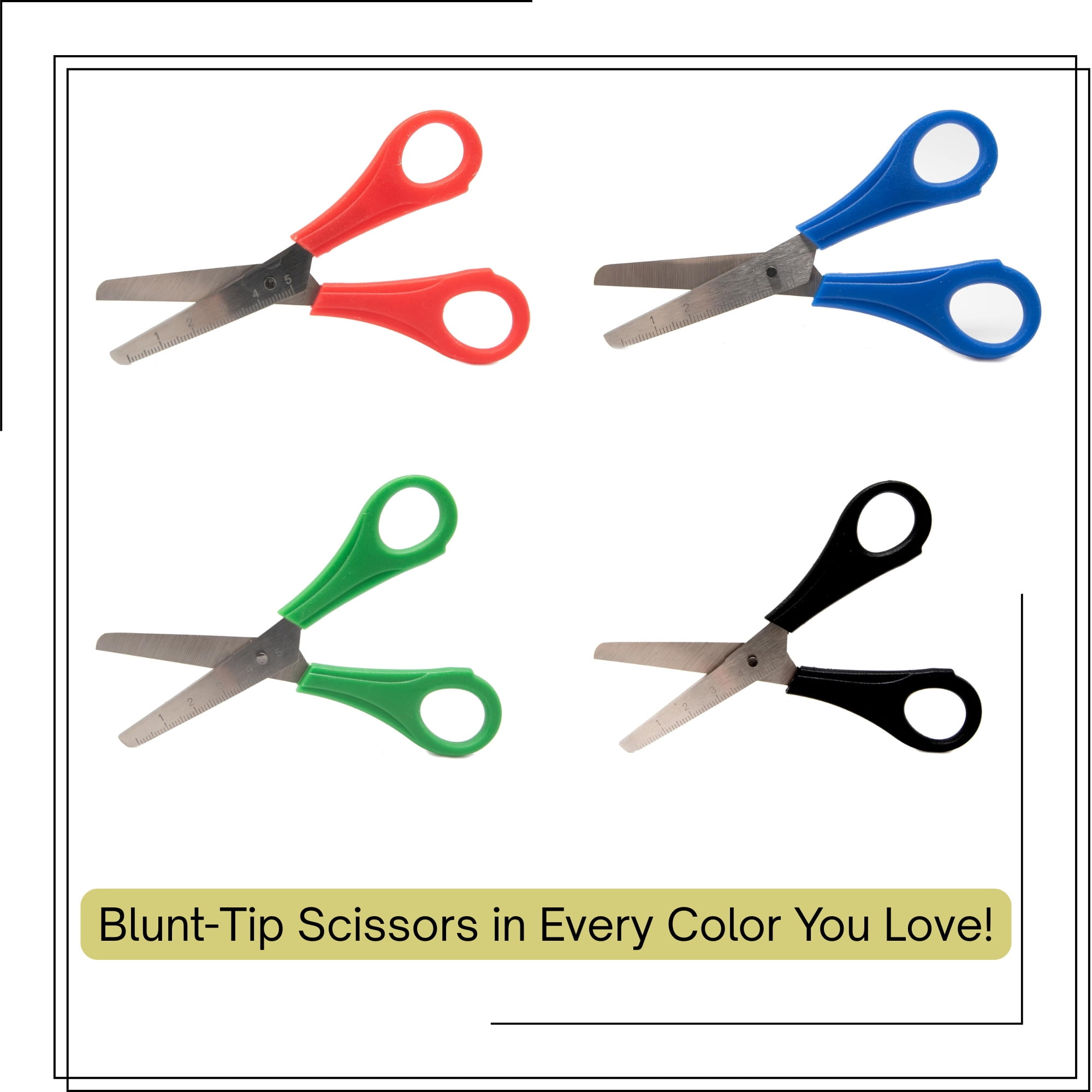 School Supply Boxes | 5" Blunt Tip Scissors | 576 Pack | Assorted Colors of Red, Blue, Green, & Black
