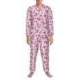 thumbnail image 3 of Honeii Flower Butterfly Pattern Mens Pajamas Set,2pcs Men's Lounge Long Sleeve Sleep Shirt and Pajama Bottoms Sleepwear Set,Mens Pjs Sets-Large, 3 of 7
