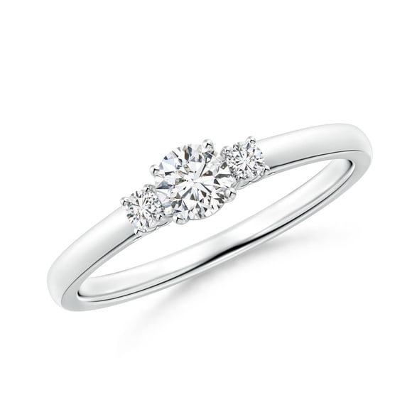 Angara Natural Diamond Ring - Prong-Set Round Diamond Three Stone Engagement Ring in Platinum for Women (Ring Size = 3)