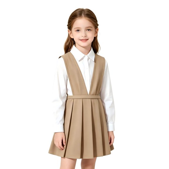Girls School Uniform Jumper Dress, Silky Smooth, Resistant, Soft Stretch, Preppy, Pinafore Dress for Toddler Little & Big Girls Back to School (Red,3-4 Years)