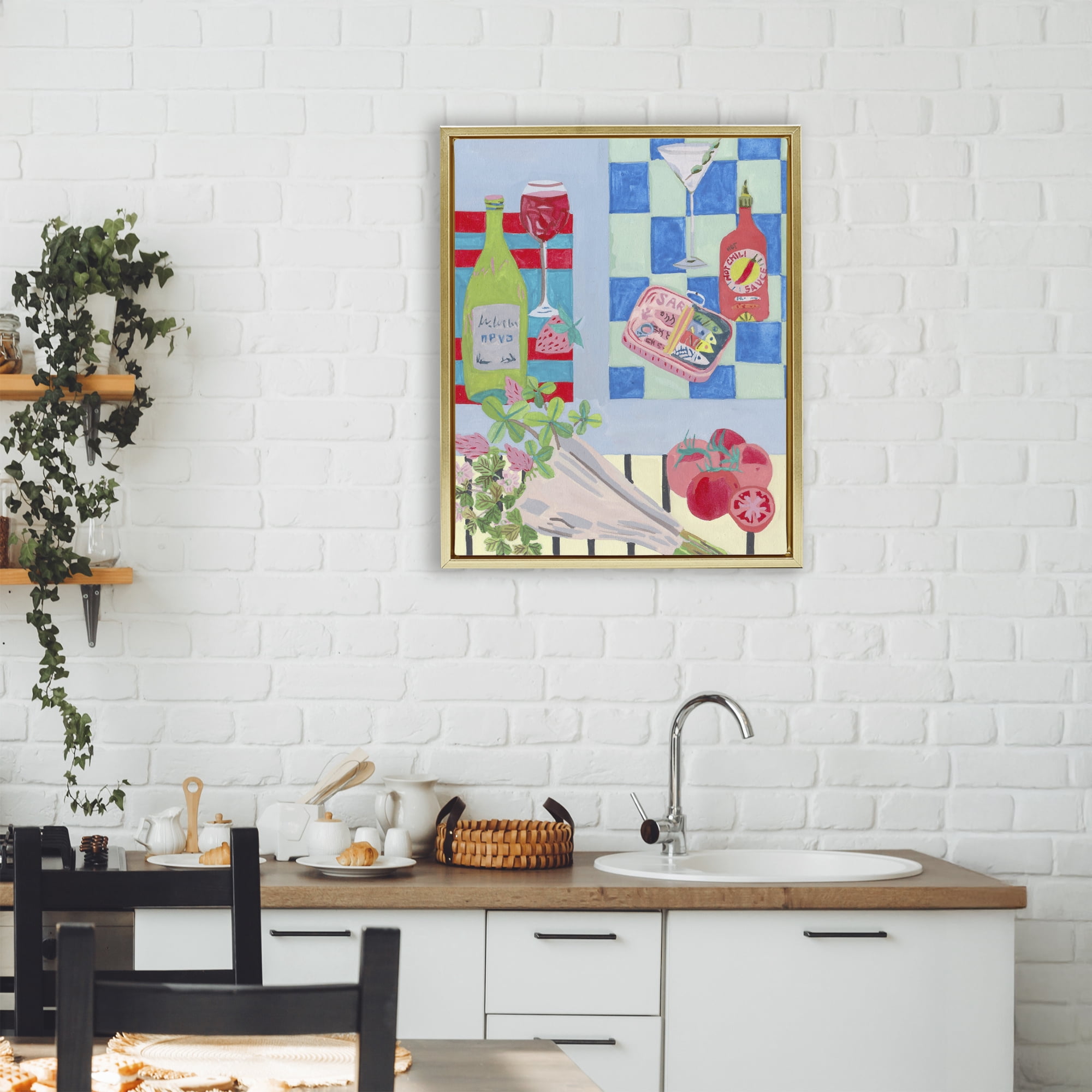 Stupell Industries Saucy Kitchen Secrets Gold Framed Floater Canvas Wall Art, design by Melissa Wang