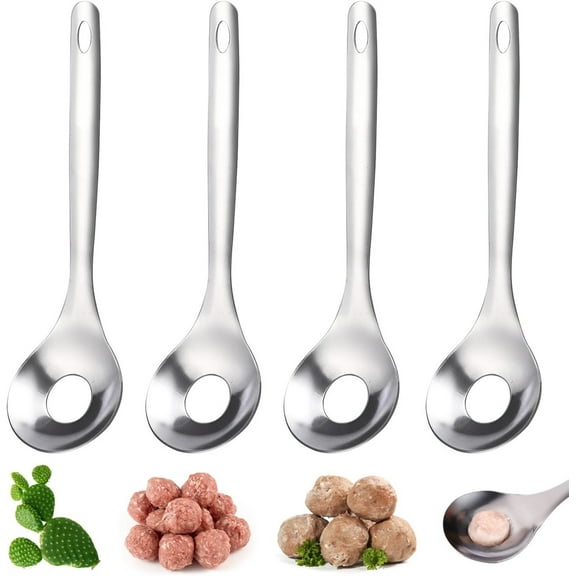 4Pcs Stainless Steel Meatball Maker Spoon, Kitchen Tools, Fish Ball Meatball Pressing Spoon