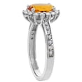 thumbnail image 3 of 10K White Gold Natural Citrine Floral Halo Ring Oval 8x6mm Diamond Accents, size 10, 3 of 4