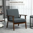 thumbnail image 4 of HOMCOM Modern Accent Chair with Cushioned Seat and Rubberwood Arms, 4 of 10