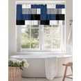 thumbnail image 4 of Blue Gray Valances for Windows Abstract Color Block Geometric Modern Valance Rod Pocket Light Filtering Short Window Treatments Curtains for Kitchen Bathroom Living Room Bedroom, 42 x 12 Inch, 4 of 7