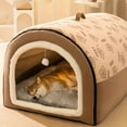 thumbnail image 2 of [Winter Ready] Cozy Detachable & Washable Doghouse - Winter Warmth for Medium to Large Breeds, Soft Plush Interior, Gray with Playful Cartoon Design, Polyester Material, Easy Assembly, 2 of 8