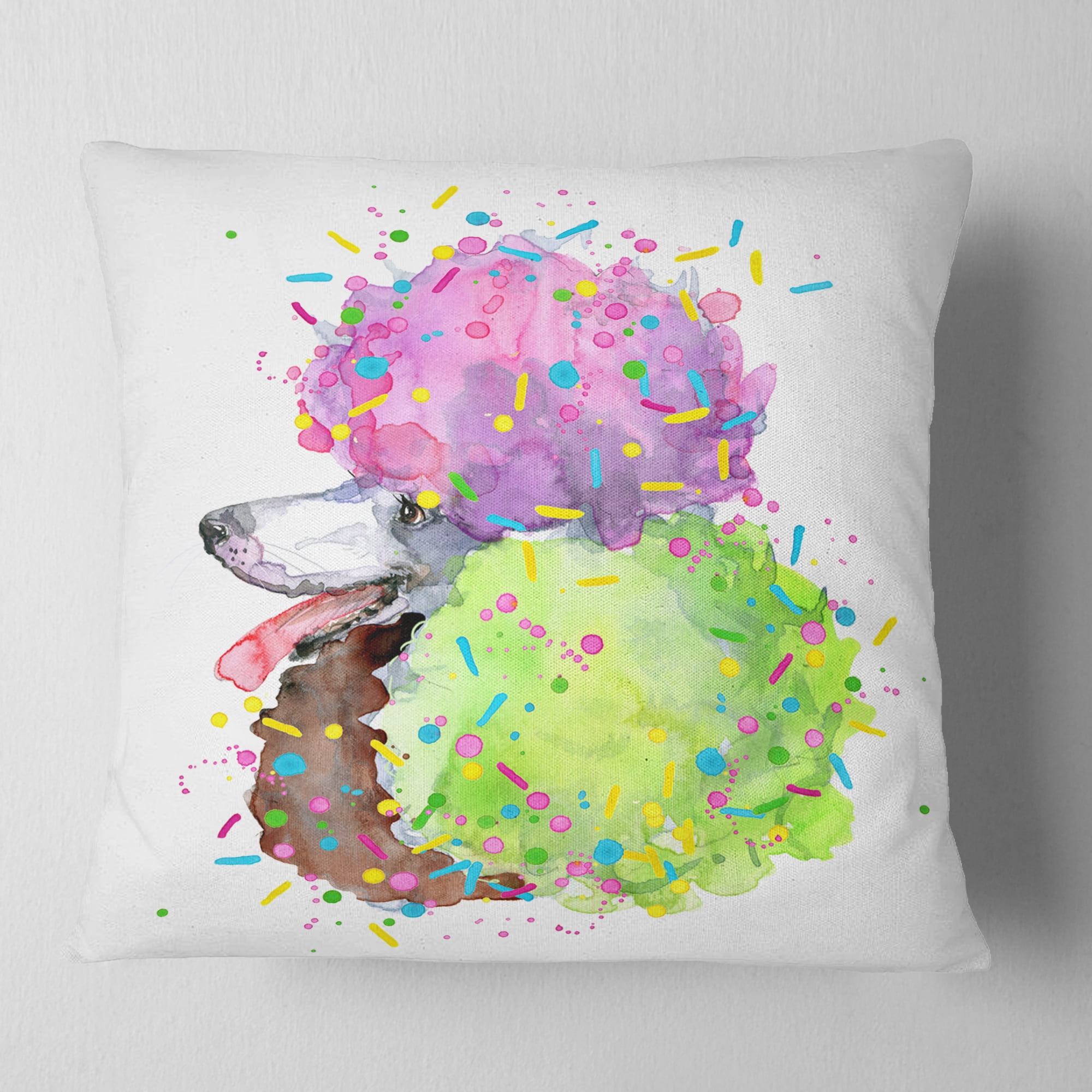 Designart Cute Brown Dog with Color Spheres - Contemporary Animal Throw Pillow - 16x16