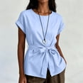 thumbnail image 4 of Women's Casual Loose Fit Linen Short Sleeve Round Neck Summer Top, 4 of 8