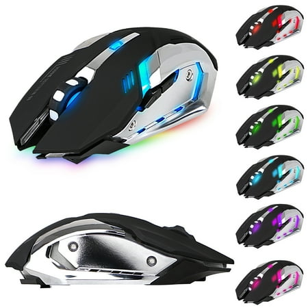 Bluetooth Gaming Mouse, X70 Rechargeable Wireless RGB 7 Color Backlit 4 DPI (2400/1600/1200/800) USB Game Mouse For Computer (Best Dpi For Gaming)