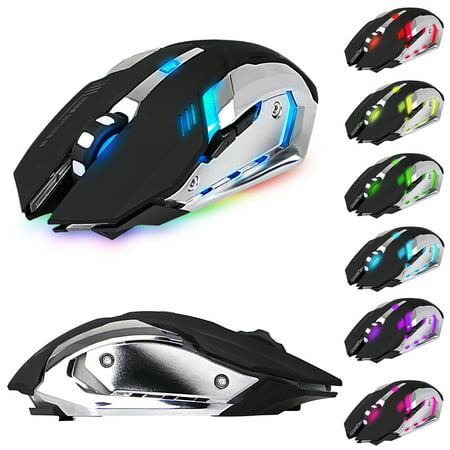 Bluetooth Gaming Mouse, X70 Rechargeable Wireless RGB 7 Color Backlit 4 DPI (2400/1600/1200/800) USB Game Mouse For Computer