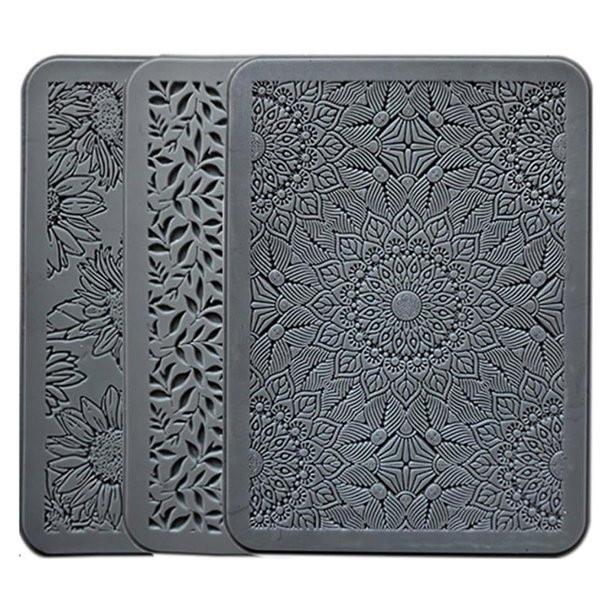 Juego de 3 almohadillas de silicona para transferir texturas y crear joyas con arcilla polimérica.
