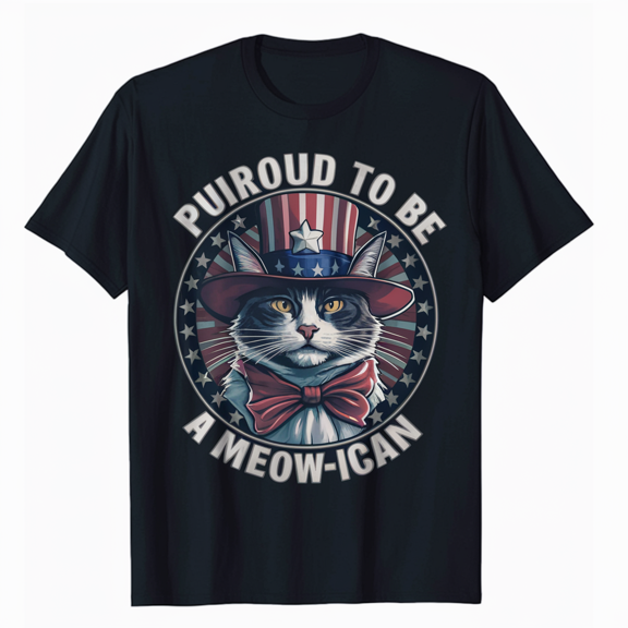 Retro American Cat 4th of July Celebration T-Shirt Vintage Kitty Lover Tee