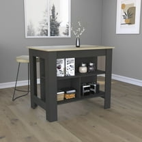 27.5Inch Kitchen Island Table with Storage for Home, Kitchen and Dining Room, 2 Shelves, Black&Natural