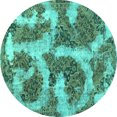 thumbnail image 1 of Ahgly Company Indoor Round Abstract Turquoise Blue Modern Area Rugs, 4' Round, 1 of 4