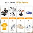 thumbnail image 5 of Pinypikaka Heat Press Machine, 12 x 15 inch, 6 in 1 Heat Press, 800W Sublimation Machine, 360° Rotation Swing-Away Heat Press, Dual-Tube Heating Printing for DIY T-Shirts Cap Mugs, 5 of 6