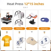 Heat Press Machine, 12 X 15 in Heat Transfer Machine, 360°Swing Away, 6 in1 Heat Press, 800W Sublimation Machine, Digital Industrial-Quality Shirt Pressing Machine for Hat, Cap, Mug, Plate