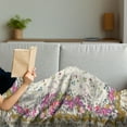 thumbnail image 3 of Oriental Soft Flannel Fleece Throw Blanket, Botanical Nature Art with Flourish Field of Soft Spring Flowers, Cozy Plush for Indoor and Outdoor Use, 50" x 70", Cream and Multicolor, by Ambesonne, 3 of 5