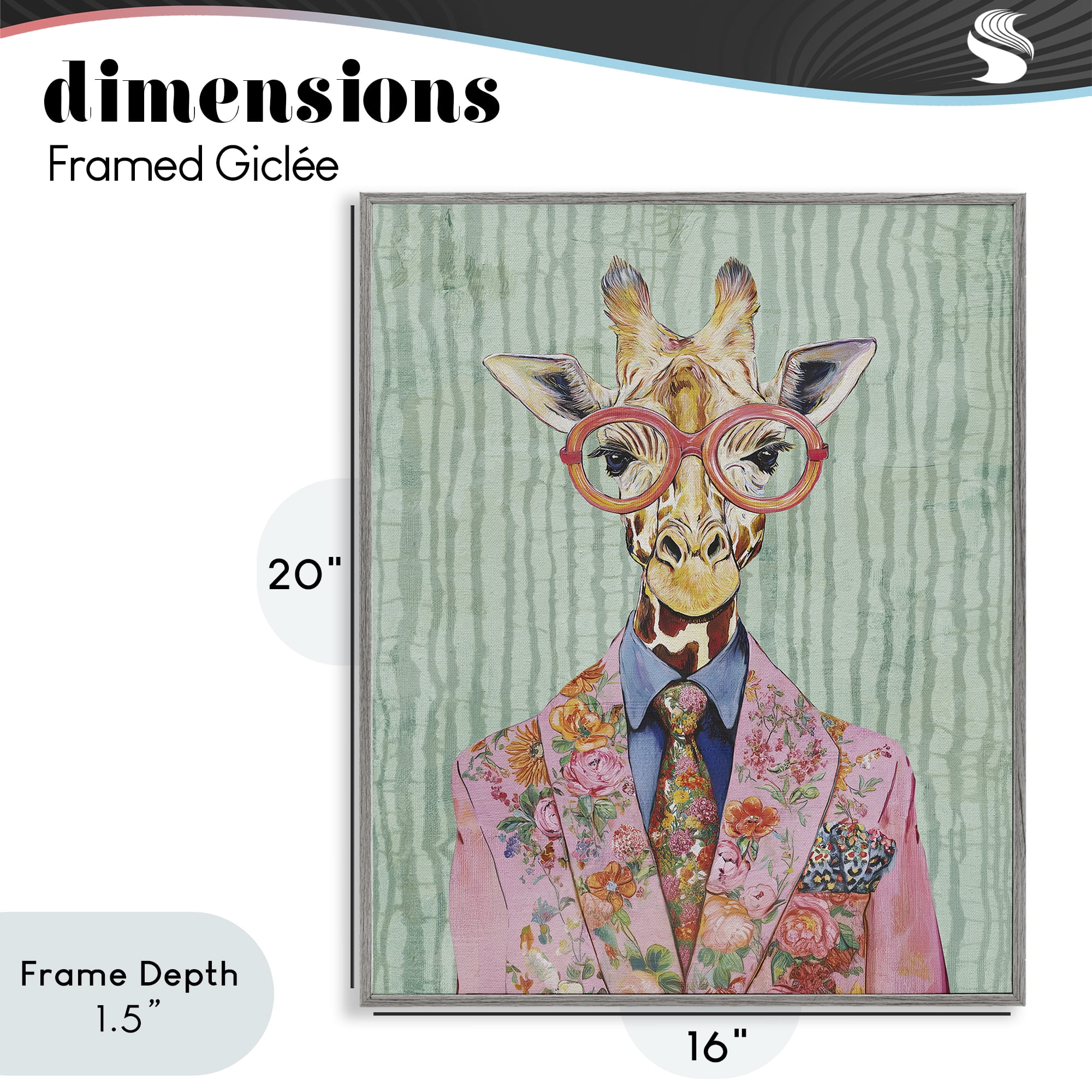 Stupell Industries Tall Stylish Giraffe Gray Framed Giclee Art, design by Svetlana Aleynikova
