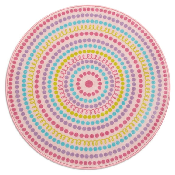 Delta Children Kids Rainbow Dot Round Area Rug, 39-Inch, Pink