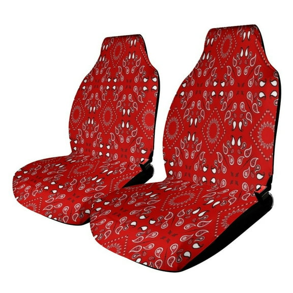 Red Bandana Car Seat Cover Set Auto Front Bucket Cushion Protect Accessories 2 Piece