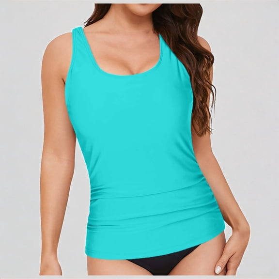 Daznico Women's Racerback Tankini Top, Ruched Swim Top,XL